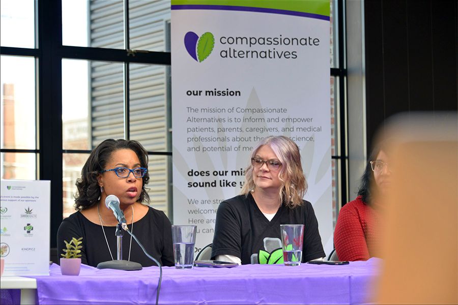 Dr. Bridget Cole-Williams answers questions at Compassionate Alternatives' February 2019 educational event